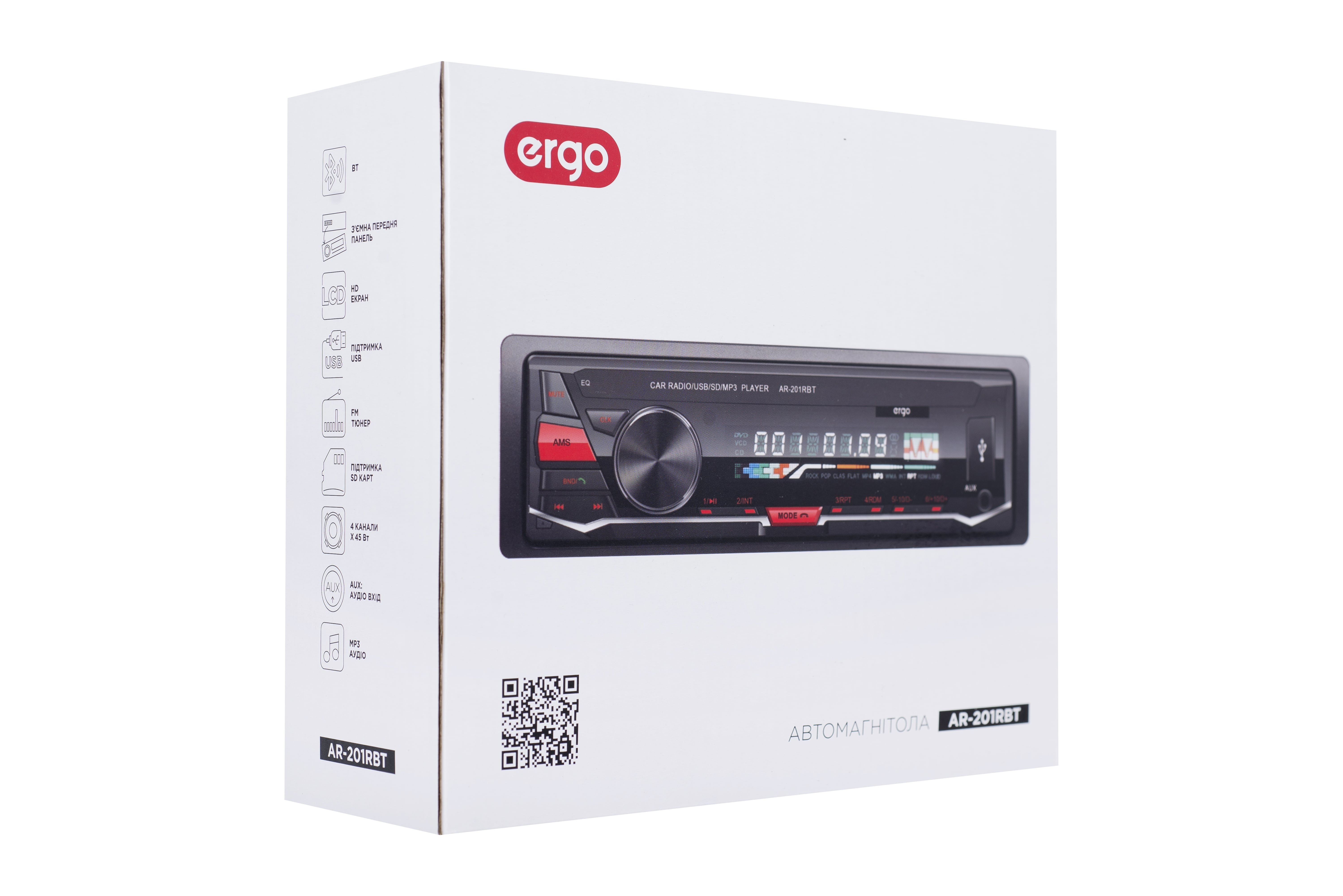 АвтоРесивер CD/MP3 ERGO AR-201RBT