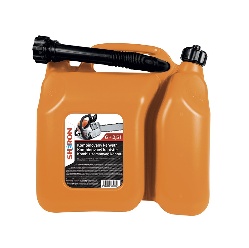 Каністра 6 + 2,5 л комбінована пластикова з лійкою Sheron